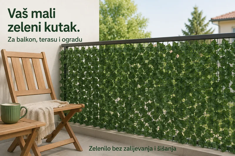 Vaš mali zeleni kutak. Bršljan za balkon, terasu i ogradu. Ilustracija primjene.
