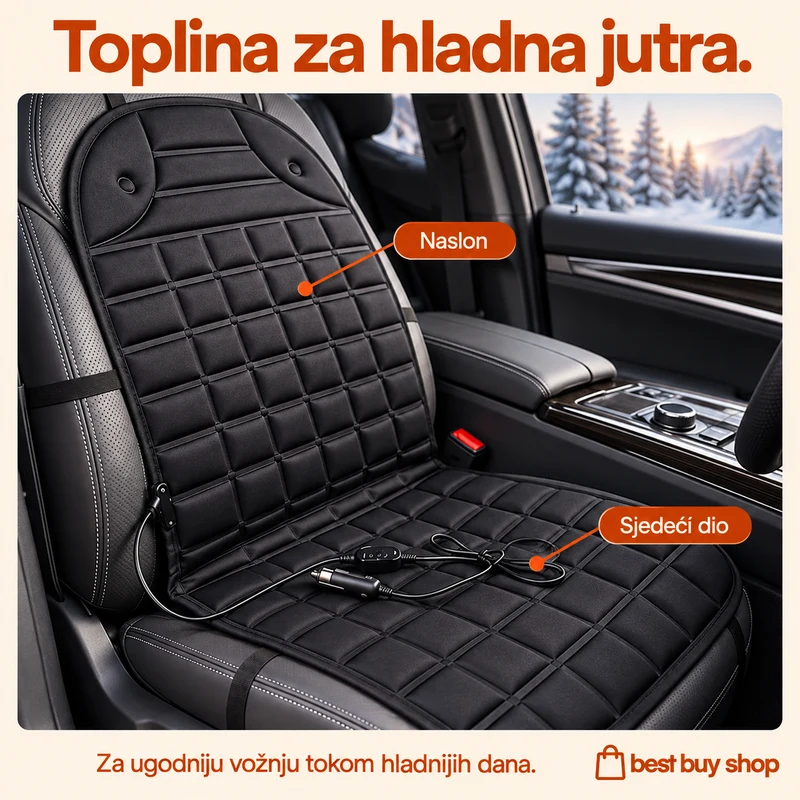 Grijač na naslonu i sjedećem dijelu, uz natpis Toplina za hladna jutra.