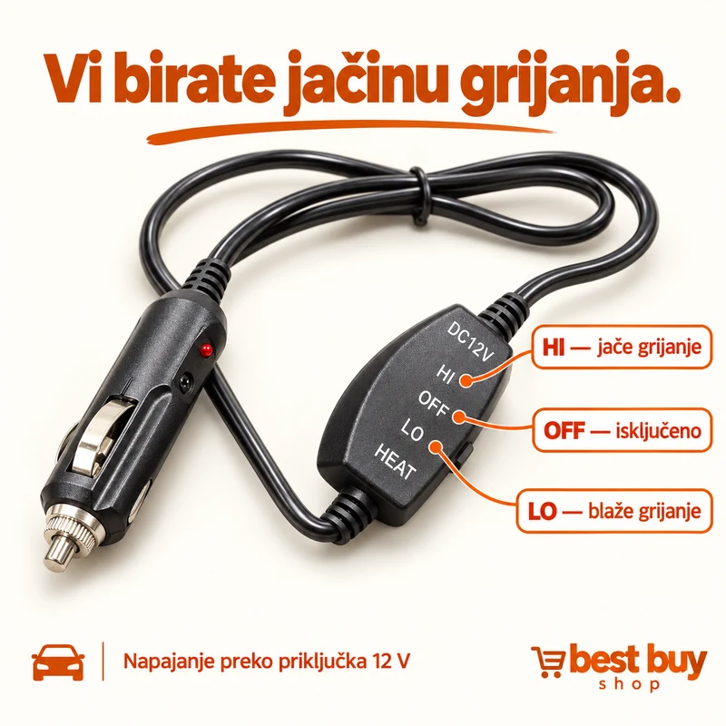 Upravljač: HI jače grijanje, LO blaže grijanje, OFF isključeno.