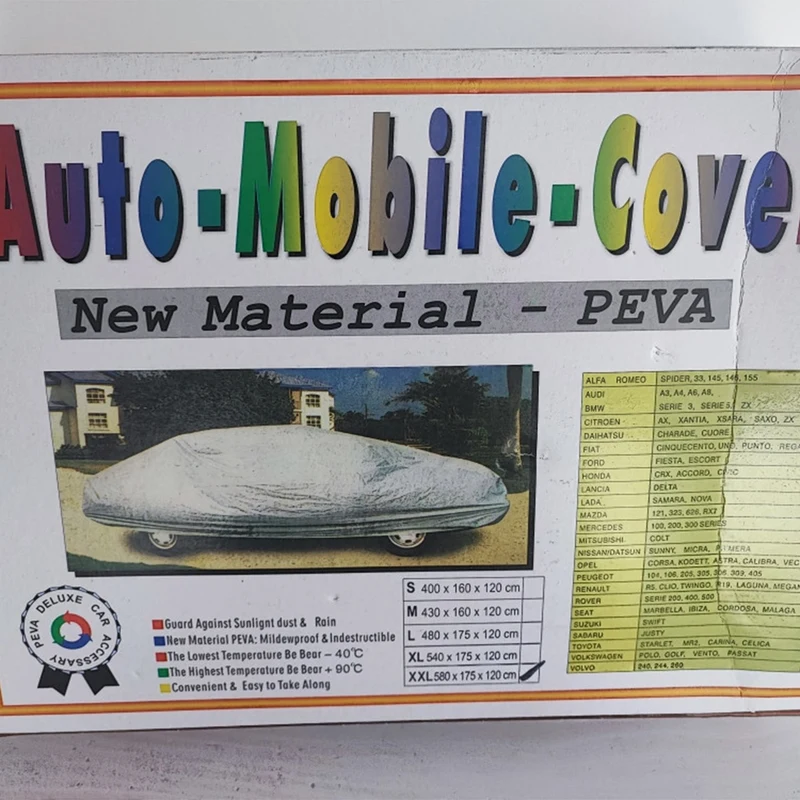 Pakovanje s oznakom PEVA i tabelom dimenzija.