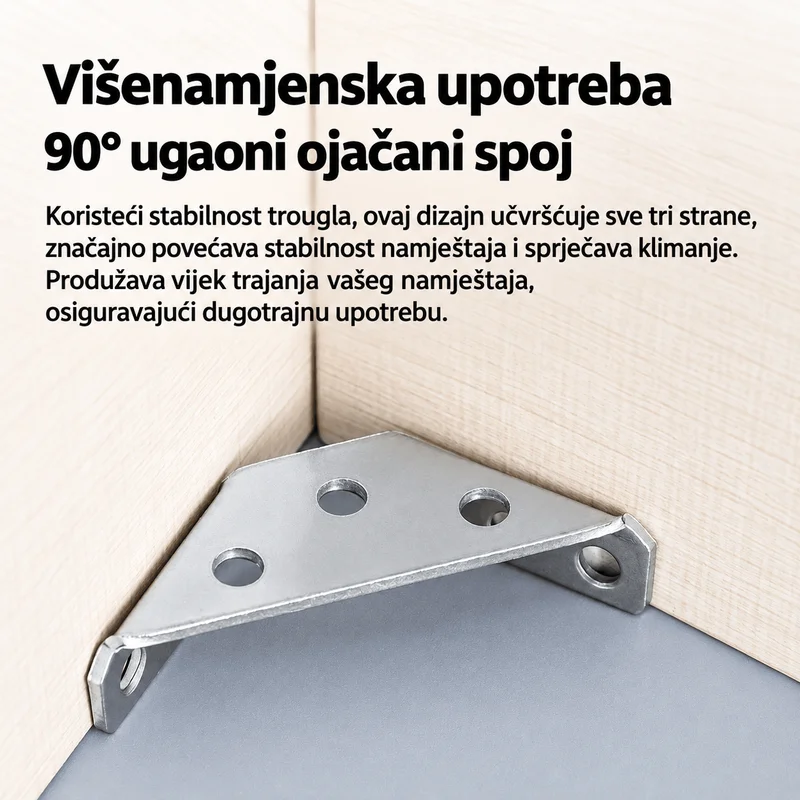 Objašnjenje postavljanja kutnika u unutrašnji ugao namještaja.