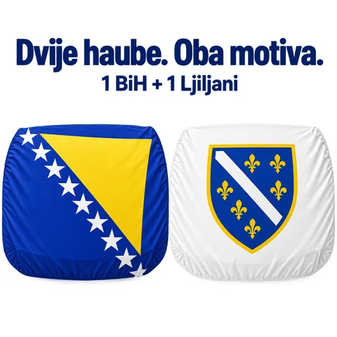 Dvije zastave za haubu — 1 hauba BiH + 1 hauba Ljiljani