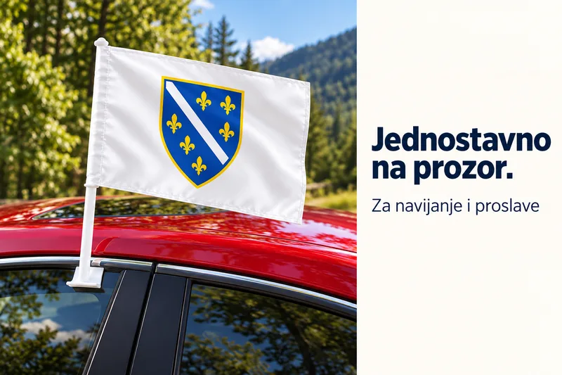 Ljiljani zastavica s nosačem na bočnom prozoru automobila.