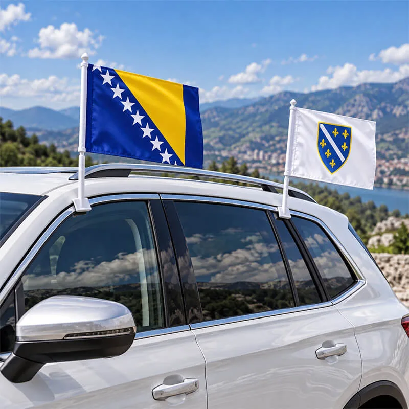 Prikaz dva dostupna motiva zastavica na automobilu.